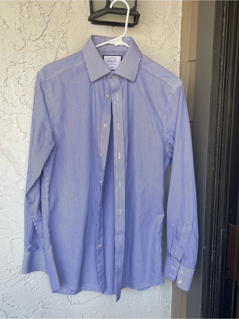 Charles Tyrwhitt Blue Pinstripe Dress Shirt - Spread Collar